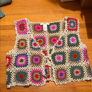 Natural Life Colorful Crochet Vest